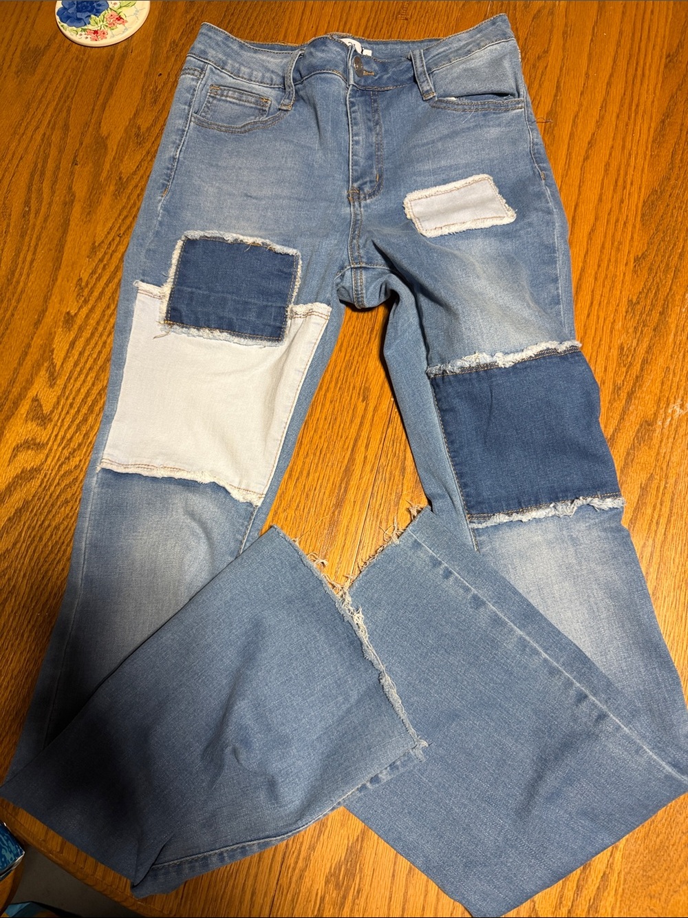 Rue21 Blue Patchwork Flare Jeans